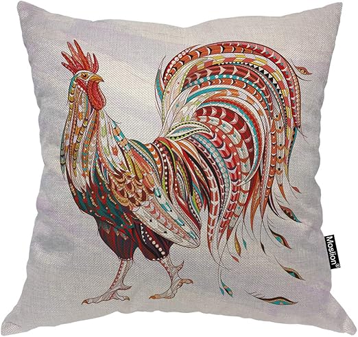 Amazon Com Moslion Rooster Throw Pillow Case Animal Chicken With