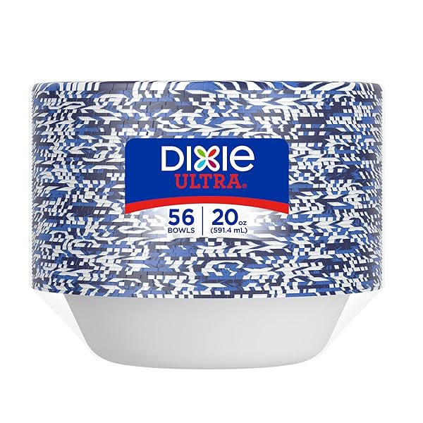 DIXIE ULTRA, LARGE PAPER BOWLS, 20 OZ, 56 COUNT, MICROWAVE SAFE, COMPOSTABLE, DISPOSABLE BOWLS GREAT FOR BREAKFAST, LUNCH, AND DINNER MEALS
