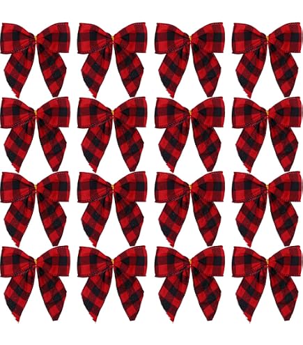 22 Inch Artificial Christmas Wreath With Red Berries & Checkered Ribbon - Pine Needle Door Wreath - View #3
