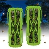 2 Pack Ranch Wasp Trap Outdoor Hanging with Fluorescent, Wasp Trap Carpenter Bee Traps for Outside, Wasp Fly Catcher Fly Traps Killer Hunter for Hornet, Gnat, Mosquito, Flying Insect