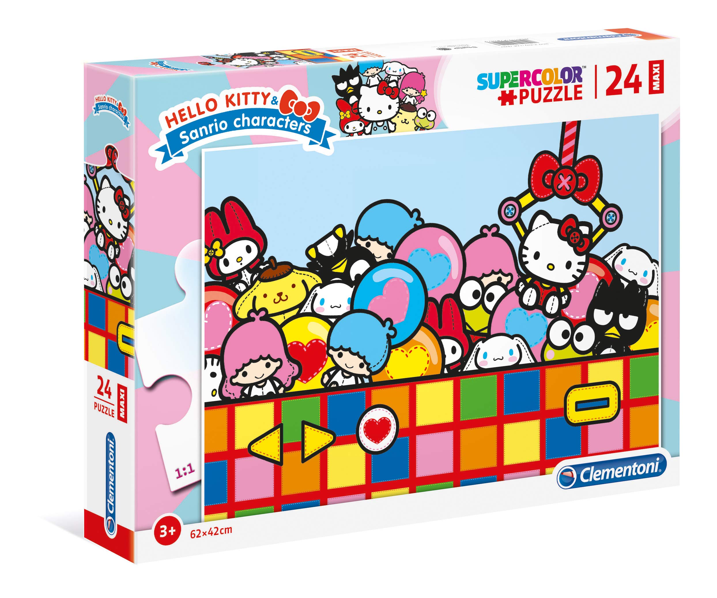 Clementoni - 24202 - Supercolor Puzzle - Hello Kitty - 24 maxi pieces - Made in Italy - jigsaw puzzle children age 3
