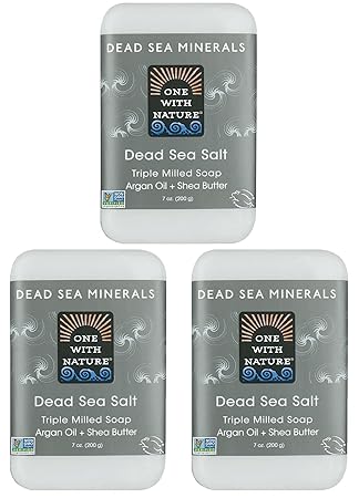 Amazon Com Dead Sea Salt Soap 3 Pk Shea Butter Argan Oil Magnesium Sulfur Minerals All Skin Types Problem Skin Acne Treatment Eczema Psoriasis Therapeutic Natural Fragrance Free 7 Oz Bars Beauty