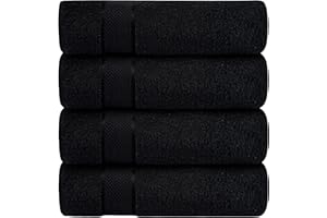 CRAFTBERRY Luxury Bath Towels| 100% Cotton| Ultra Soft, Plush, Thick, Fluffy, Highly Absorbent, Quick Dry| Home, Gym, Pool, Hotel, Shower | Large Towel Set for Bathroom| Set of 4| 27 x 54| Black