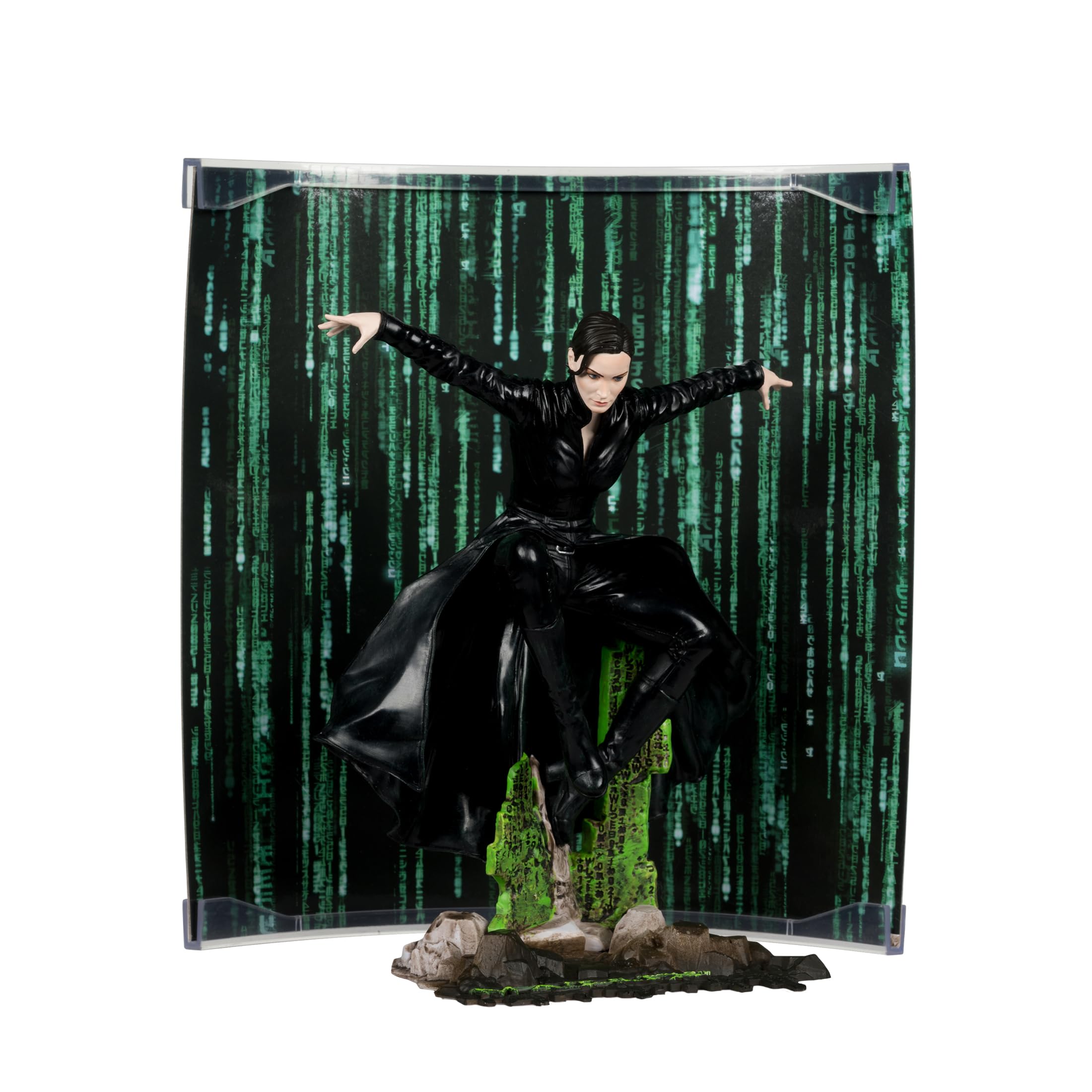 McFarlane Movie Maniacs Trinity (The Matrix) 6" Posed Figure WV6 WB100 Toys – Limited Edition with Scenic Backdrop and Environmental Base Display