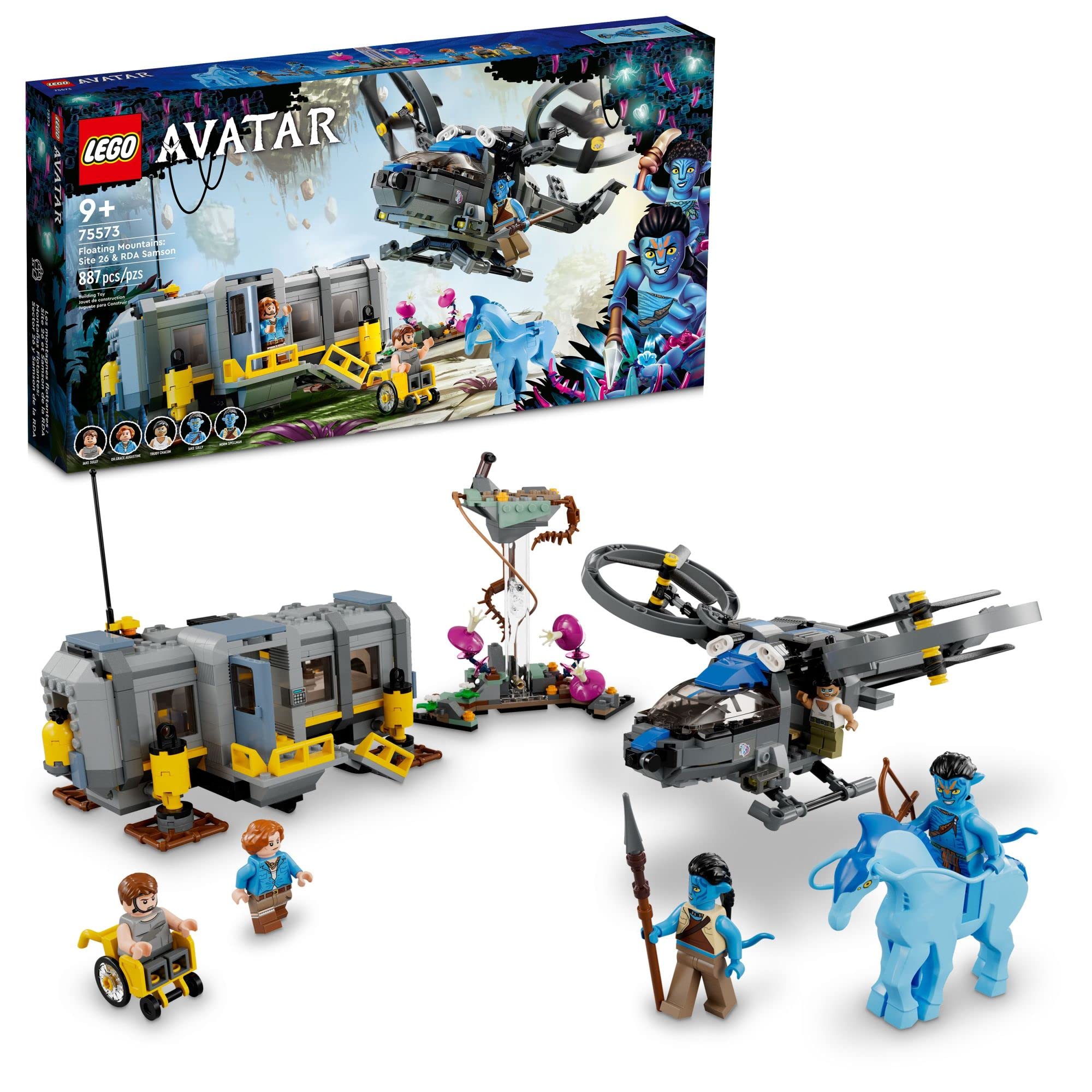 LEGO Avatar Montañas Flotantes Sitio 26 y RDA Samson 75573 Set de construcción - Helicóptero de juguete con 5 minifiguras y figura de animal Direhorse, Set inspirado en la película, Idea de regalo para niños a partir de 9 años