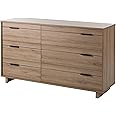 South Shore Fynn 6-Drawer Double Dresser, Rustic Oak with Metal Handles