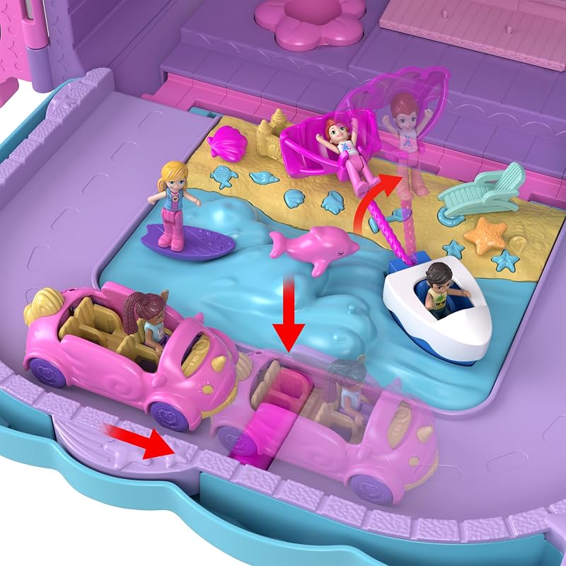 Polly Pocket Holiday Mala sobre Rodas Baú com bonecas e acessórios, brinquedo +4 anos (Mattel HKV43)