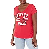 Ultra Game Women's NBA Official V-Neck Rhinestone Short Sleeve Tee Shirt