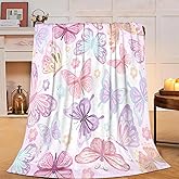 Butterfly Blanket Butterfly Gifts for Women Girls Super Soft Cozy Pink Butterflies Throw Blanket Warm Fuzzy Plush Fleece Bedding Decor Blanket for Kids Adults Bed 50"X60"