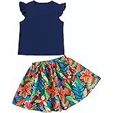 YOURUIKEY Tween Girl Summer Outfits Kid Clothes Cap Sleeve T-Shirt Wide Leg Hawaiian Beach Shorts Holiday Clothing Set 8-12