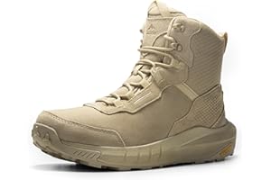 NORTIV 8 Men's Waterproof Tactical Work Boots Cushion Sole Lightweight Leather Combat Boots with Arch Support Non-Slip Milita