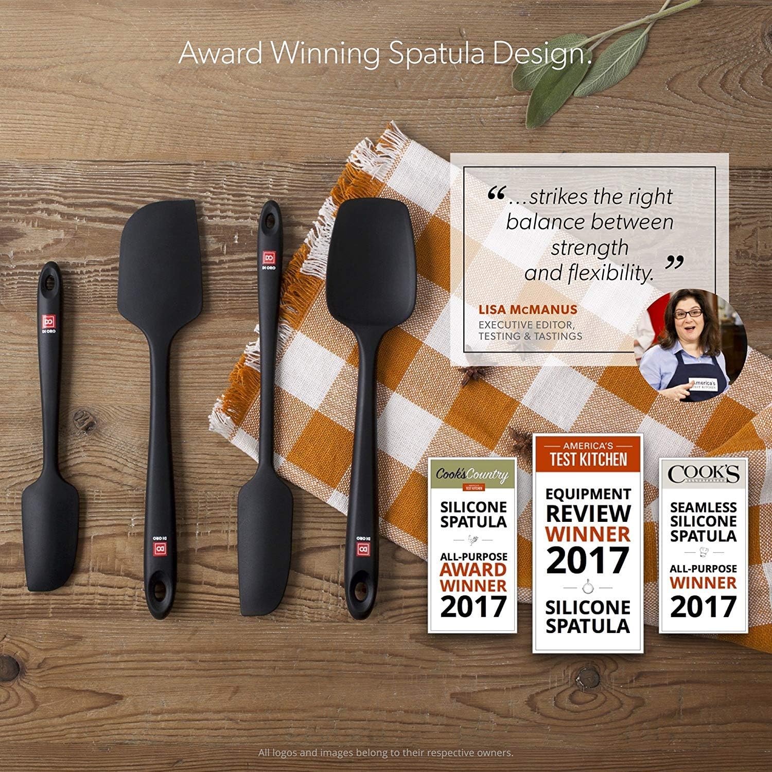 DI ORO Seamless Series 3-Piece Silicone Spatula Set - 600°F Heat Resistant Non Stick Rubber Kitchen Scraper Spatulas for Cooking, Baking, and Mixing – BPA Free and LFGB Certified Silicone (Black): Kitchen & Dining