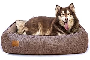 ATIFBOP Orthopedic Dog Bed for Large Dogs, Memory Foam Dog Sofa with Waterproof & Washable Cover, Cooling Energy Gel. Couch, Pain Relief Soft Couch Pet Bed (46x38x12 inch, Brown)