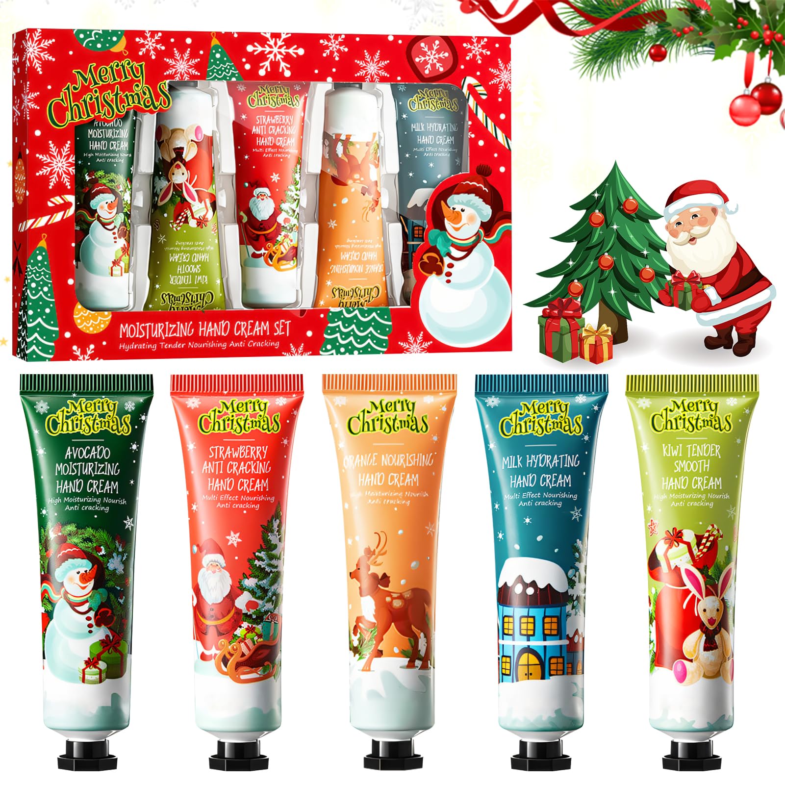 Allony Christmas Hand Cream Set, Christmas Mini Hand Cream Gift Set,Christmas Gifts for Women, Hand Cream for Dry Hands, Moisturizes and Nourishes Your Hands, Gift for Christmas, Birthdays