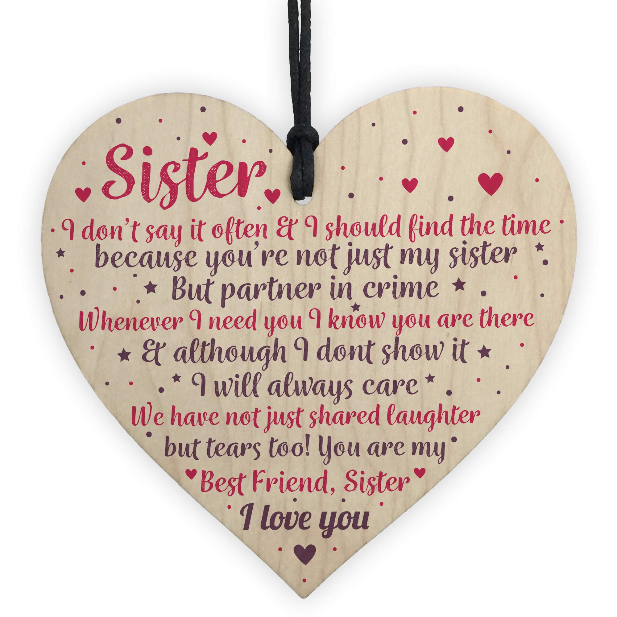 Red Ocean Thank You Best FRIEND Sister Gifts Wooden Heart Christmas Friendship Gift Birthday Plaque