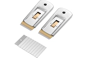 BATES CHOICE Bates- Metal Razor Blade Scraper, 2 Pack, 30 Extra Blades, Scraper for Cleaning, Glass Scraper, Razor Blade Scraper Tool, Razor Scraper Tool, Scraper Blades, Window Scraper with Razor Blade