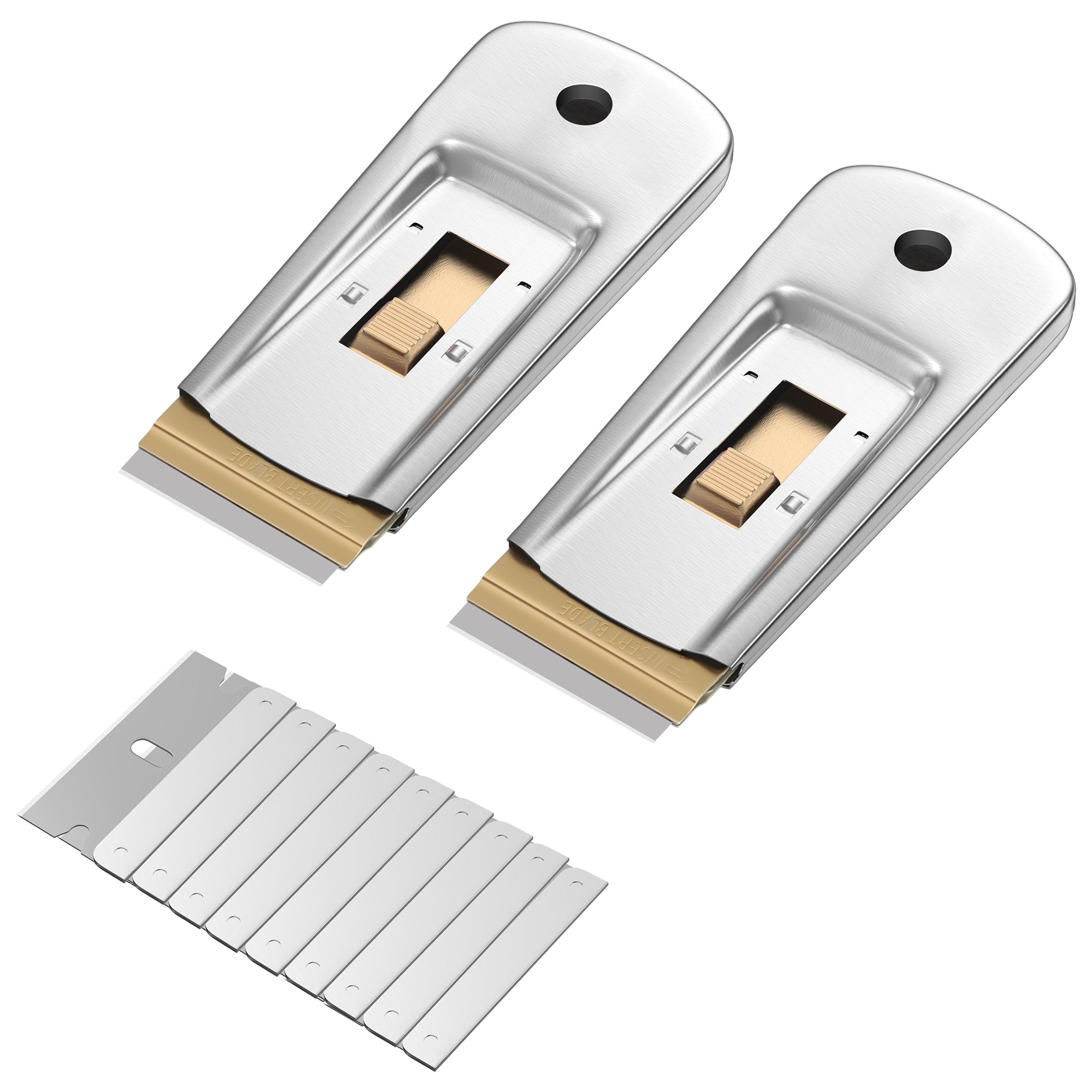 Photo 1 of Bates- Metal Razor Blade Scraper, 2 Pack, 30 Extra Blades, Scraper for Cleaning, Glass Scraper, Razor Blade Scraper Tool, Razor Scraper Tool, Scraper Blades, Window Scraper with Razor Blade