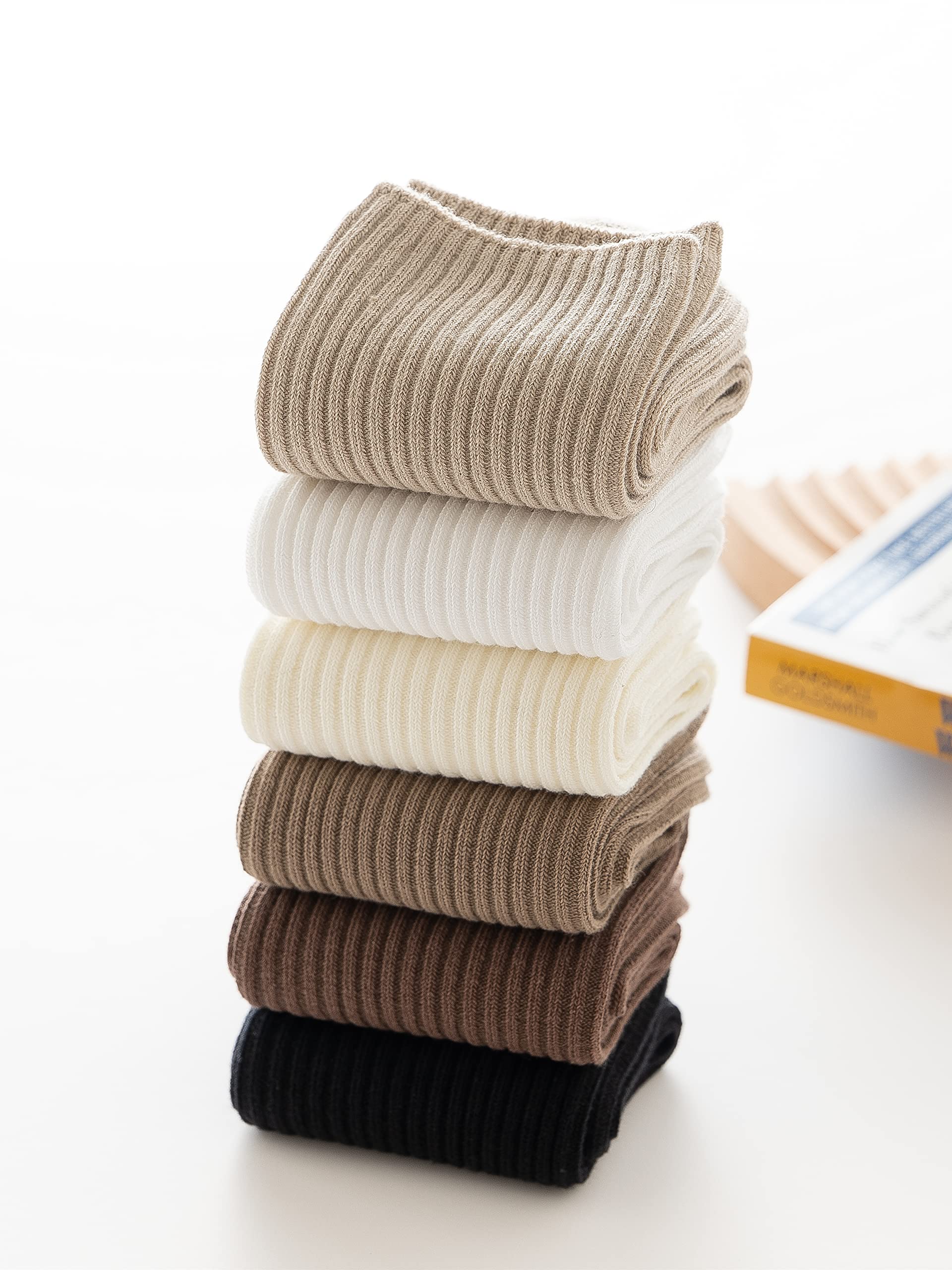 ACCFOD Womens Cute Crew Socks Casual Athletic Aesthetic Socks Neutral Cotton Socks for Women Granola Girls Clothes