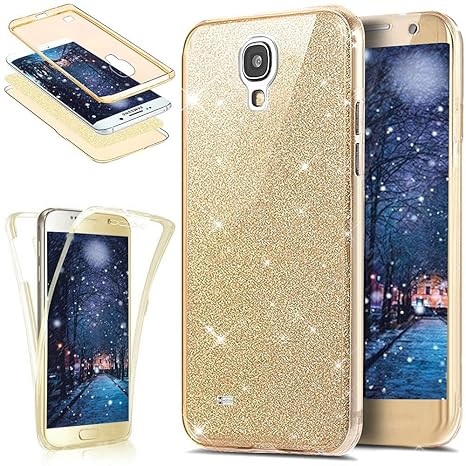 SainCat 360 Grad Silikon Hülle Glänzend Glitzer Komplettschutz Schutzhülle Vorder und Rückseiten Durchsichtig Handyhülle TPU 