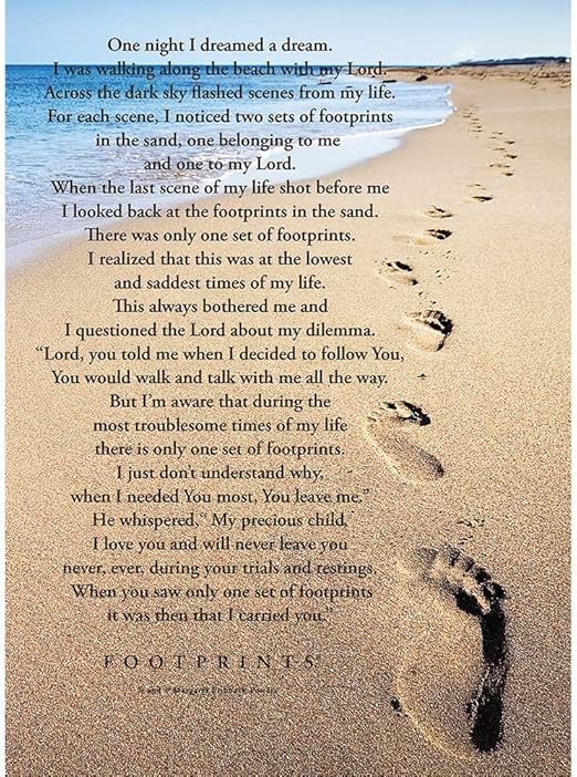 Poema de huellas en la arena de playa 18 x 13 rectangular pequeño