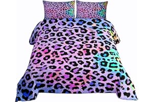 EROSEBRIDAL Women Cheetah Printed Bedding Comforters Twin Size, Colorful Leopard Printed Comforter Set Africa Leopard Pattern Decorative for Girls Woman, Soft Microfiber Down Comforter with 1 Pillow Sham