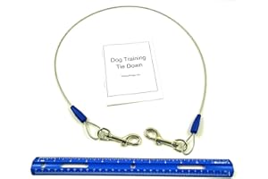 WSCXSC Dog Training Tie Out Cable, 3 Ft Begging Jumping Destructive Chewing Housetraining Counter Surfing Teething Puppy Potty Training Tether Chew Proof Cable (Tie-Down only)