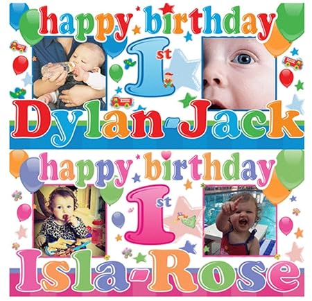 Any Age Large Personalised 1st Birthday Banner Boy Or Girl Designs