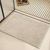 Bilimili Bath Mat-Non-Slip Bathroom Floor Mats-Absorbent Quick Dry Low Pile Bathroom Rugs Fit Under Door-Bath Rug for Sink,Bathtub,Shower Room,17"×24",Light Coffee