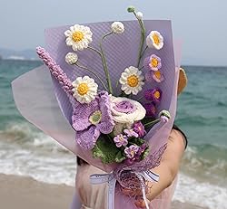 YOOJEE Crochet Purple Ombre Rose Tulip Bouquet
