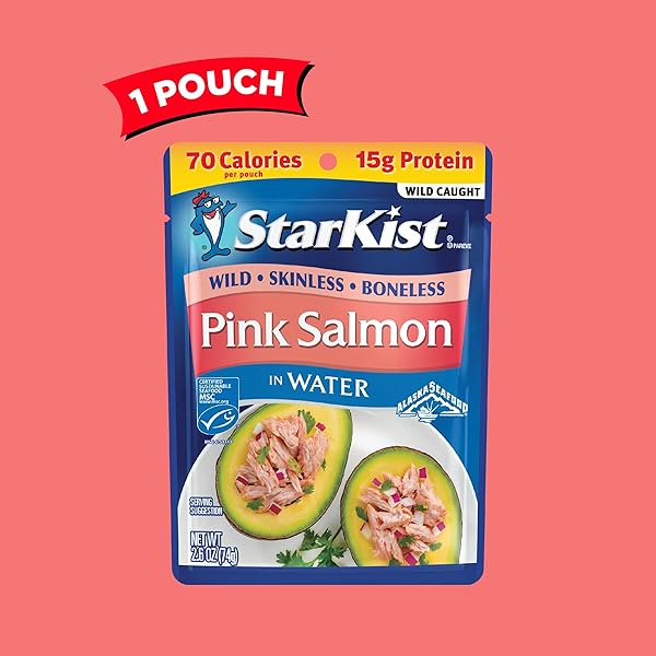 STARKIST SKINLESS AND BONELESS PINK SALMON IN WATER, 2.6 OZ POUCH