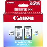 Canon PG-275 / CL-276 Genuine Ink Value Pack (2 Cartridges), Compatible with TS3520/3522/4722/3720/3722, TR4720