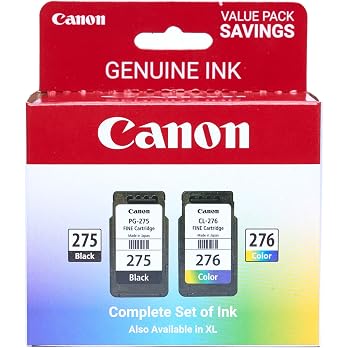 Canon PG-275 / CL-276 Genuine Ink Value Pack (2 Cartridges), Compatible with TS3520/3522/4722/3720/3722, TR4720