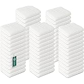 TOALLA 100% Cotton Washcloths 60 Pack|400 GSM|Soft Face & Body Washcloths|Highly Absorbent|12 x 12 Inches|White