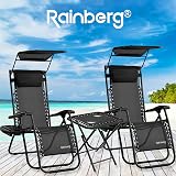 Rainberg Zero Gravity Chair with Canopy Shade Table 2 Pack Outdoor Lounge view 2