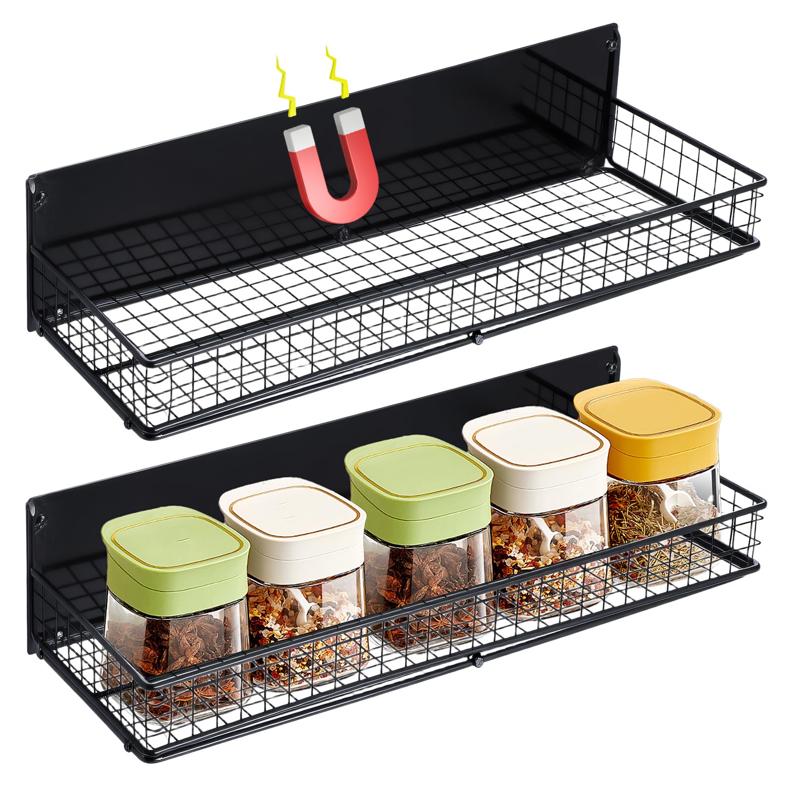 Photo 1 of 2 Pack Large Magnetic Shelves Spice Rack Organizer for Washing Machine, Fridge, Refrigerator, Oven, Coffee Maker, Metal Peg Board