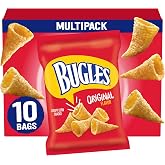 Bugles Crispy Corn Snacks, Original, Multipack of Bags, 10 Ct, 8.75 oz | Individually Wrapped, Classic Savory Cone Shape, Great On-The-Go