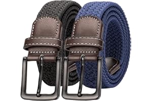 Alphyly Neries 2 Pack Mens Elastic Belt, Braided Golf Belt For Men, Woven Stretch Belt Boys Belt For Father's Day