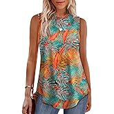 OFEEFAN High Neck Tank Tops for Women Loose Fit Sleeveless Top Summer Clothes Womens Tunic Tops to Wear with Leggings