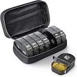 AUVON Canvas Bag Pill Boxes 7 Day 2 Times a Day Large AM PM Organizer Black