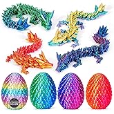 TBOLINE 4PCS 3D Printed Easter Dragon Egg, Basket Essentials Stuffers Ideals, Prefilled Easter Eggs Filled with Toys, 3D-Printer Dragon Fidget Toys Small Dinosaur Eggs Party Favors for Kids Boys