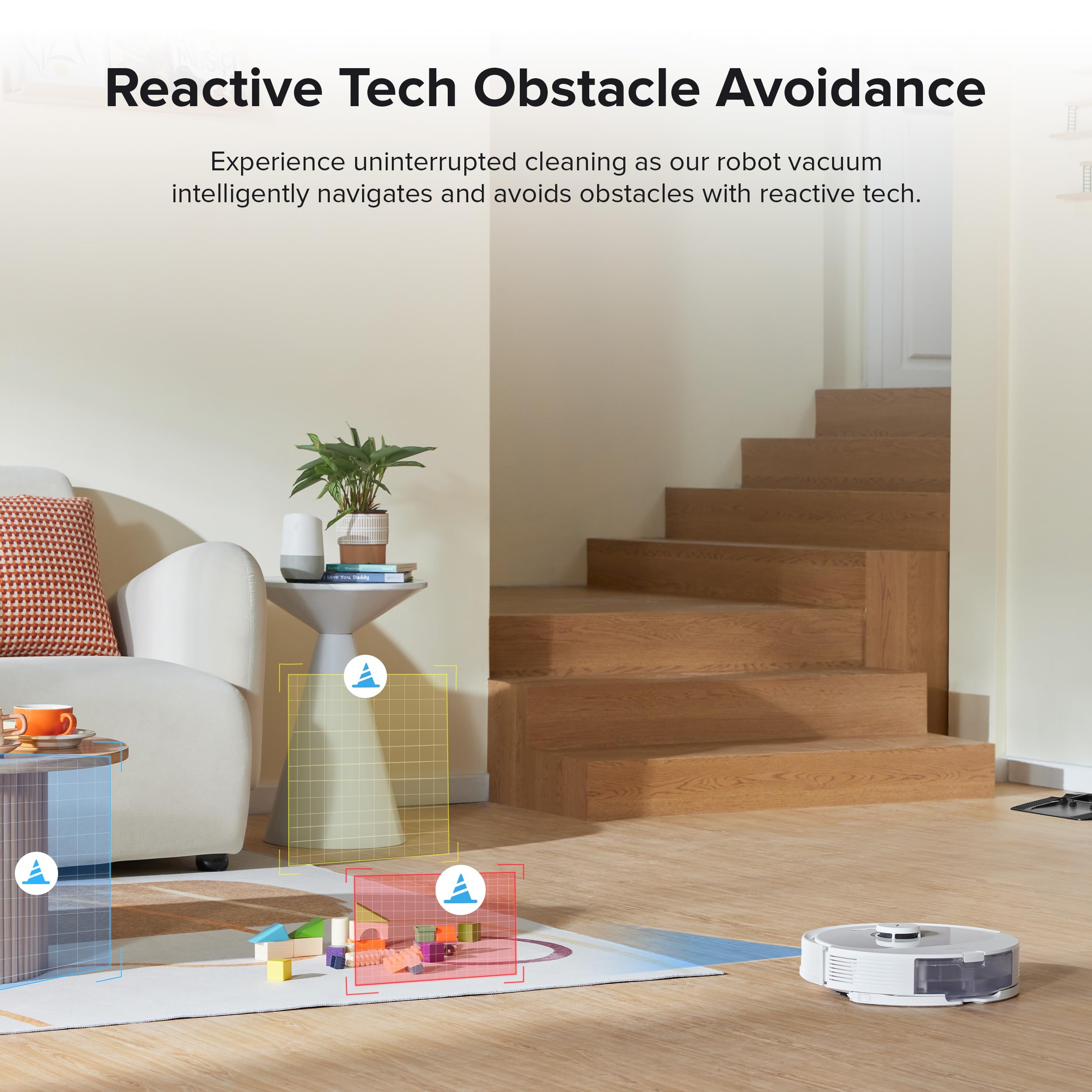 roborock Q8 Max+ Robot Vacuum and Mop, Self-Emptying, Hands-Free Cleaning for up to 7 Weeks, Reactive Tech Obstacle Avoidance, 5500 Pa Suction, DuoRoller Brush, APP-Controlled Mopping, White - Image 3