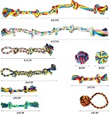 ZENO 10 Pack Dog Toys Indestructible Rope Ball Tug Set 100% Cotton view 8