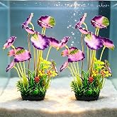 TYZEMKO Silk Aquarium Plants 2-Pack 9.1 Inches(Purple) | Soft non-toxic silk, realistic and fade-resistant, weighted base, easy installation, for tanks.