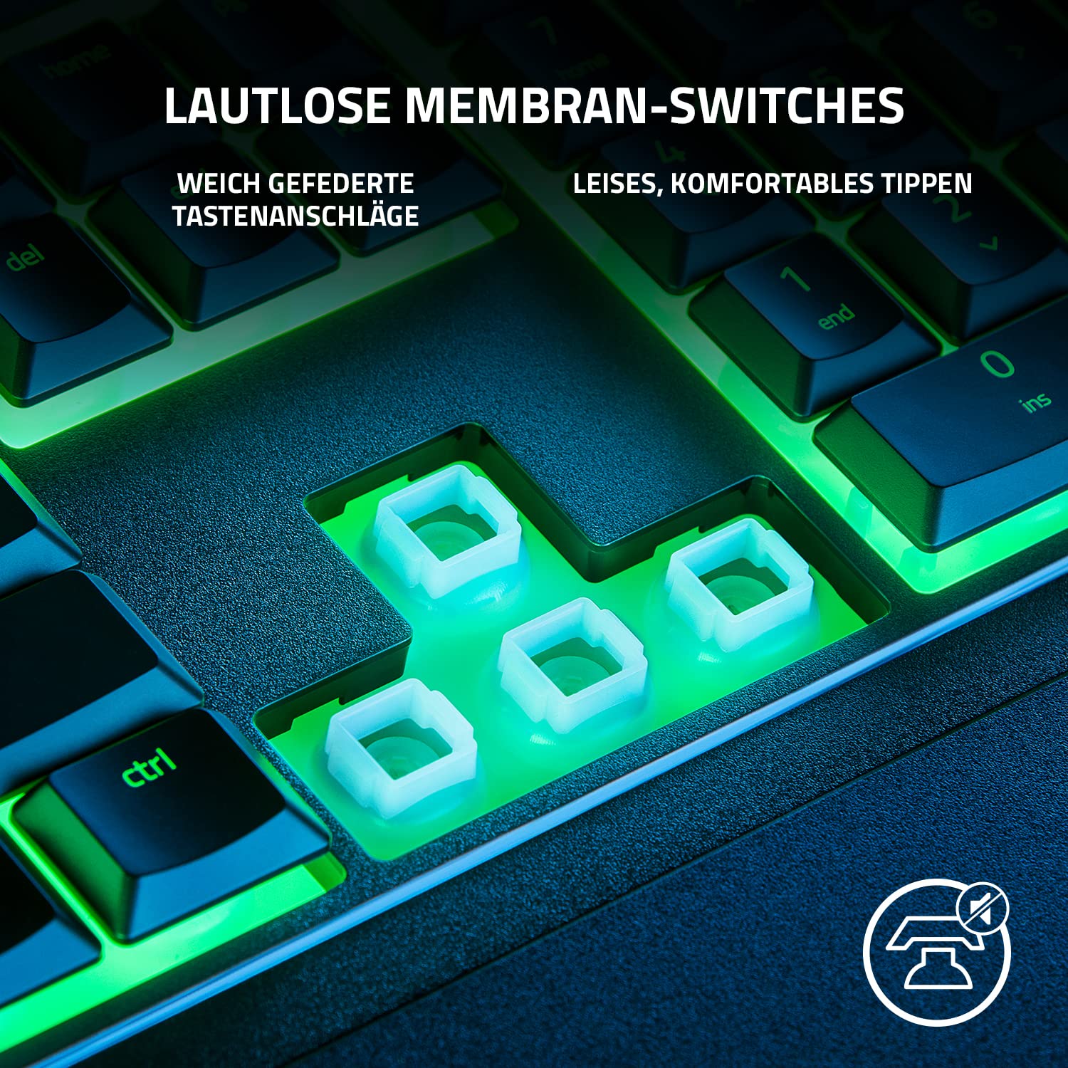 Razer Ornata V3 X - Flache Membran-Tastatur mit Chroma RGB (Lautlose Membran-Switches, Ergonomische Handballenauflage, Tastenkappen Anti-UV-Beschichtung) QWERTZ DE-Layout | Schwarz 3