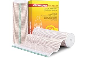 FRESINIDER Elastic Bandage Wrap, 6" x 2 Pack – Latex Free Cotton Compression Bandage with Hook & Loop Closure at Both Ends, Reusable Wrap for Sports, Medical, and Injury Recovery