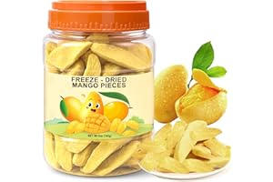 SEAYOFA 5 Oz Premium Freeze-Dried Mango Sliced, Freeze Dried Fruit Mangoes, Crunchy Natural Snack with Low Calories, Fresh Mango-Chips, Fruit Snacks for Kids, Travel, Smoothie, Yogurt, Baked Goods, Holiday Gifts