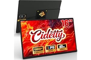 CIDETTY 16" Laptop Screen Extender, 1920x1200 FHD Portable Monitor for Laptop, 360° Magnetic Stand Travel Second Screen for Mac, Windows, Android Phone