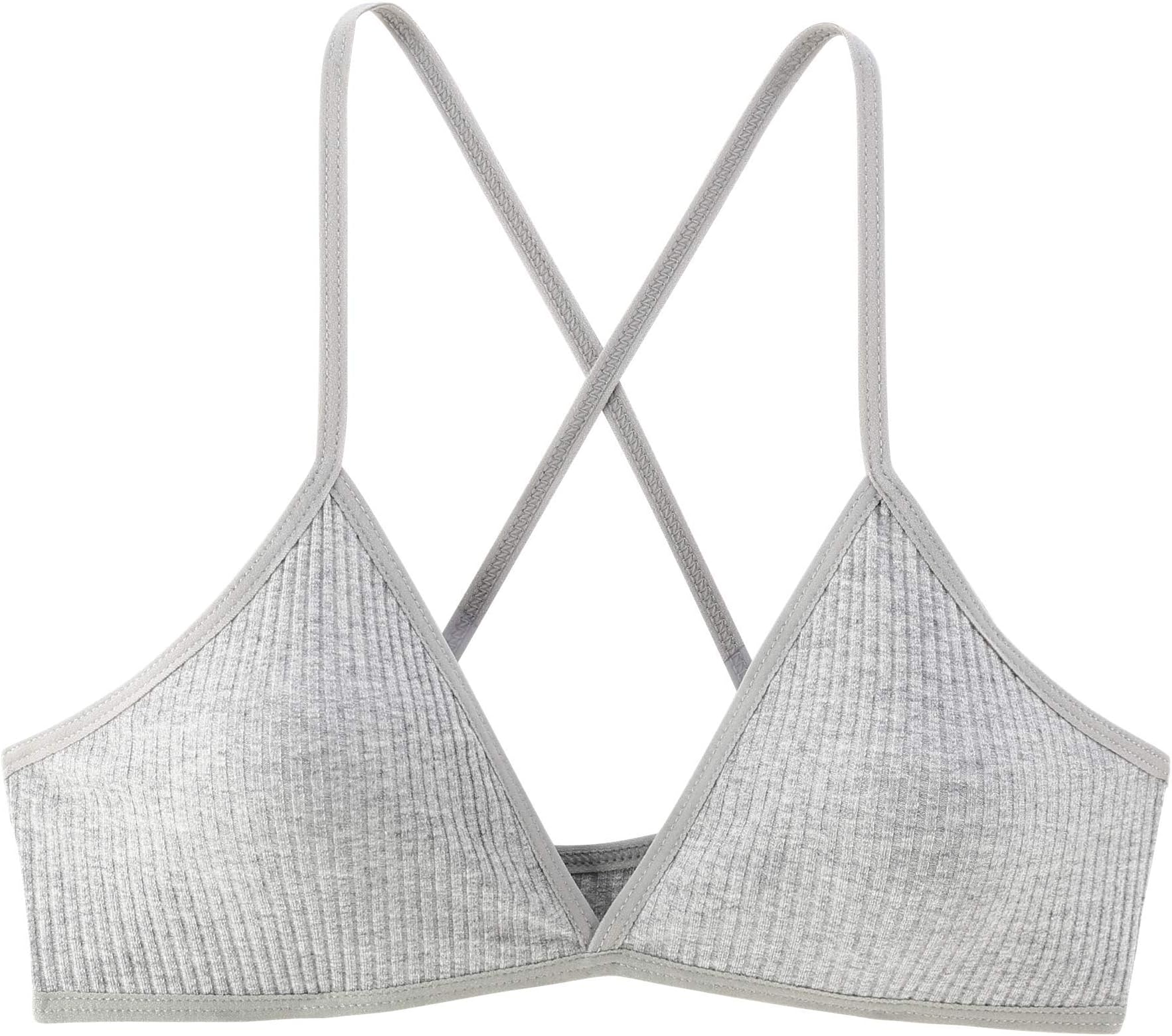 INIBUD Bralette for Women for A-B Cups Thread No Pads Bralettes Strappy Bra Crossback Spaghetti Strap V Neck Triangle