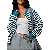 Floerns Women's Striped Long Sleeve Cardigan Sweater Fall Outfit Button Down Sweater
