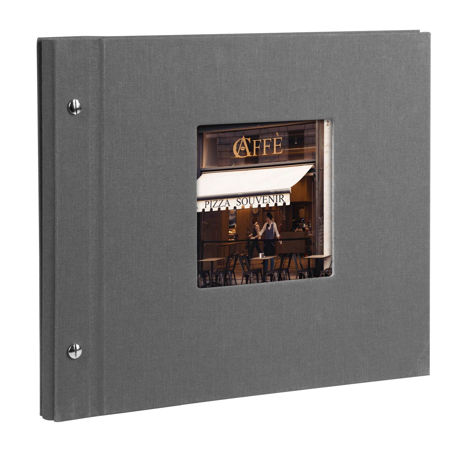 goldbuch Bella Vista 26825 Screw-In Photo Album 30 x 25 cm 40 White Pages with Glassine Dividers Expandable Album Canvas Photo Book Grey